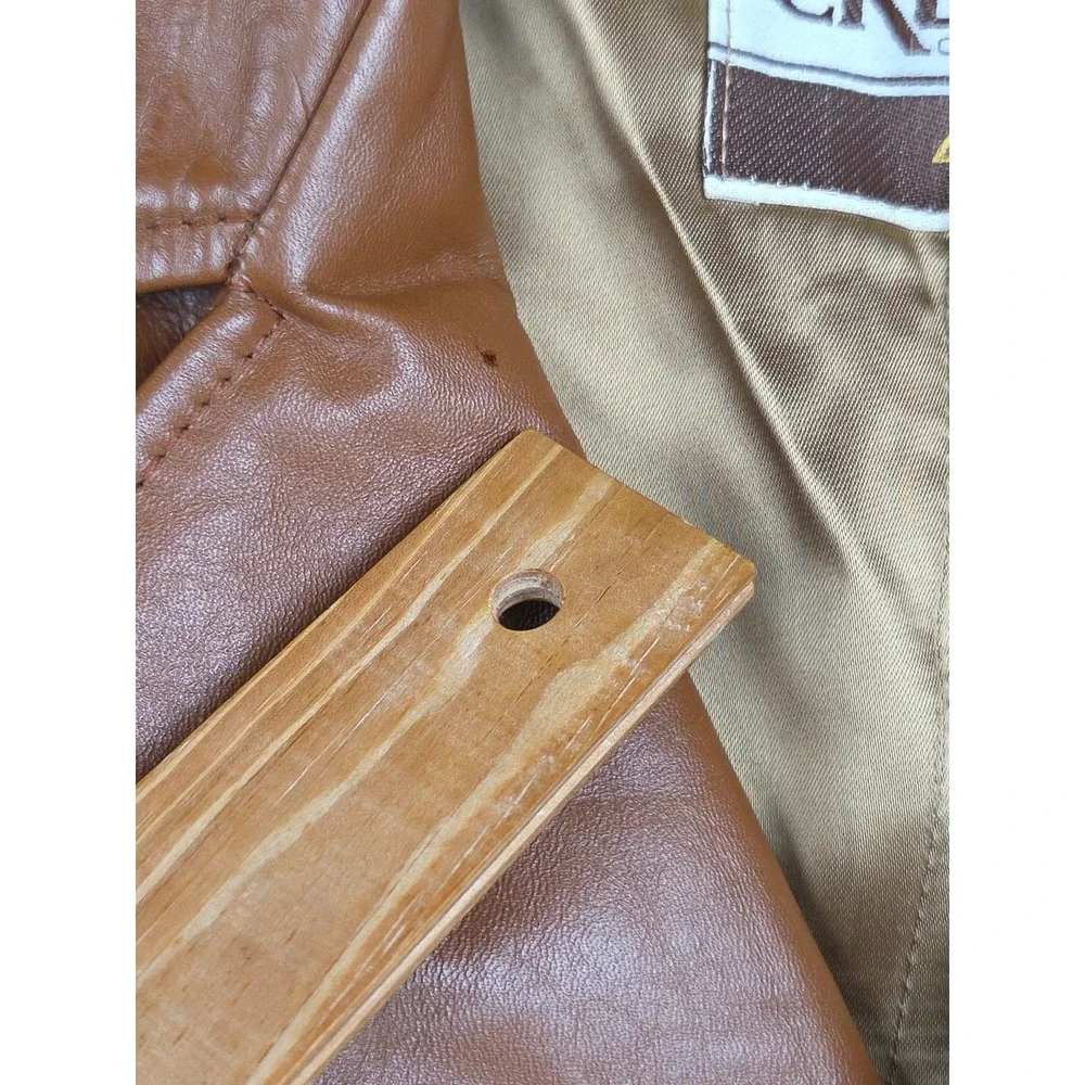 Vtg 1970s Cresco Men Brown Tan Leather Jacket 46 Workwear Western Cowboy Starsky